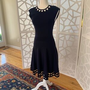 Ted Baker Navy Midi Dress with Geometric Cutouts